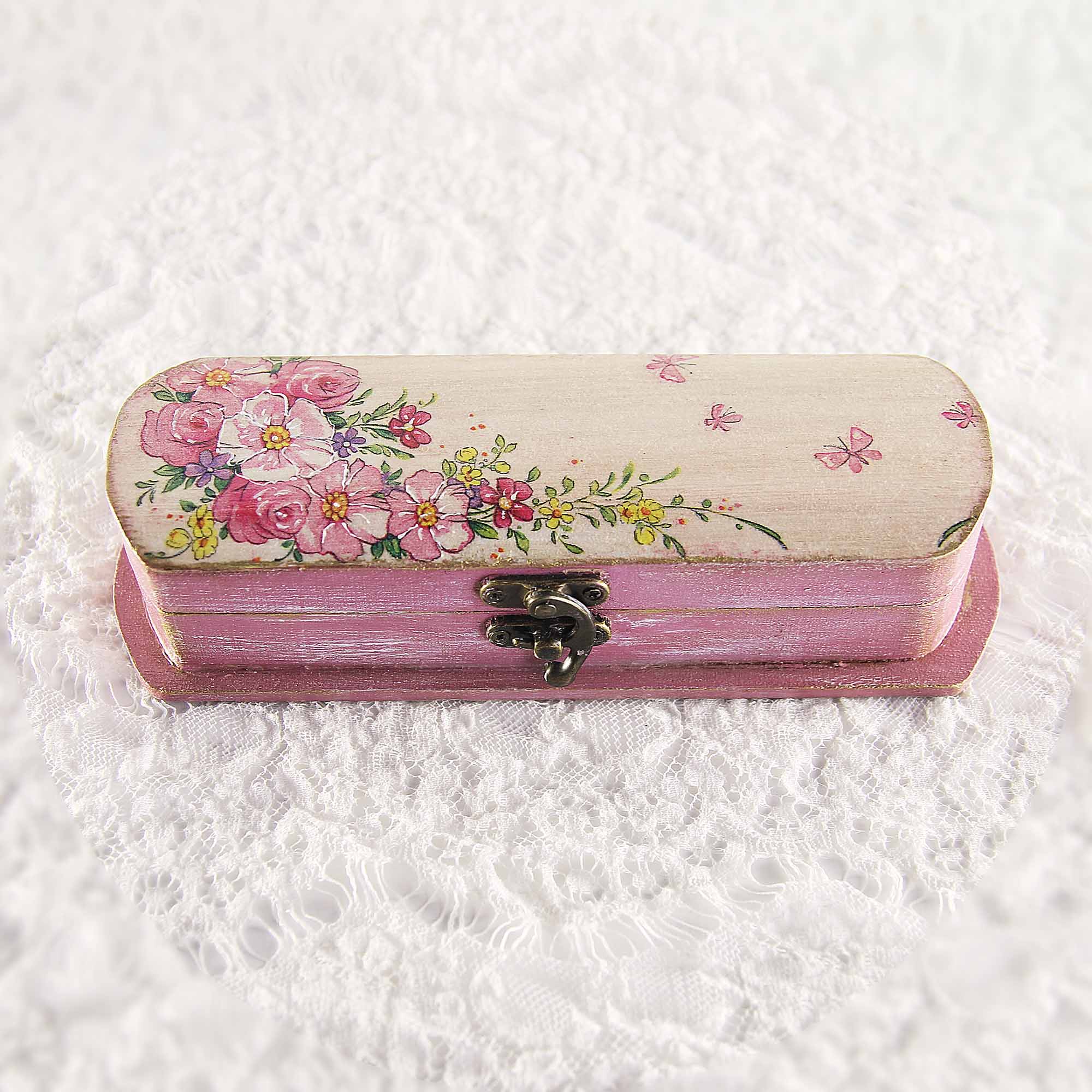 IMG_0626 Vintage retro pen case box, handmade with decoupage technique, Ρετρό βίντατζ κασετίνα, χειροποίητο ντεκουπάζ