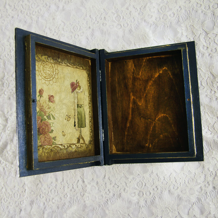 Vintage retro keepsake box, handmade with decoupage technique, Ρετρό βίντατζ κουτί αποθήκευσης, χειροποίητο ντεκουπάζ