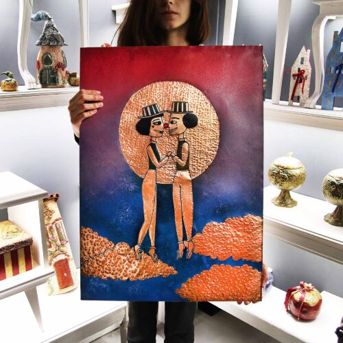 Fools in love, Metal Wall Art, Copper 50x70cm