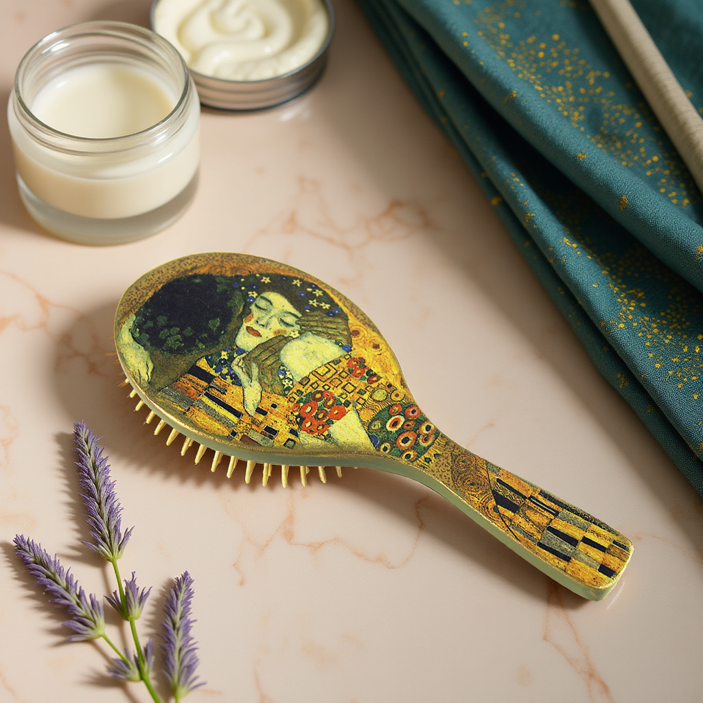klimt xl 3 Personalized bamboo hairbrush, eco, προσωποιημένη χειροποίητη βούρτσα μπαμπού
