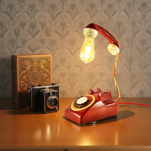 Retro telephone desk lamp, upcycled vintage decor, unique lighting, Ρετρό φωτιστικό τηλέφωνο, ανακυκλωμένο vintage διακοσμητικό