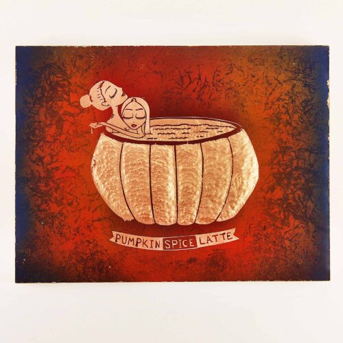 Pumpkin Spice Latte, Metal Wall Art, Copper 30x40cm