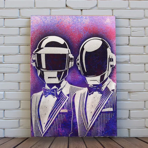 Daft Punk Portrait Metal Wall Art, Custom Material & Sizes