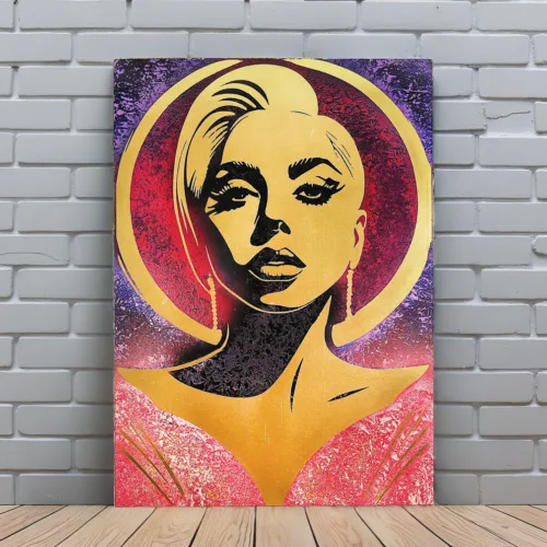 Lady Gaga Portrait Metal Wall Art, Custom Material & Sizes
