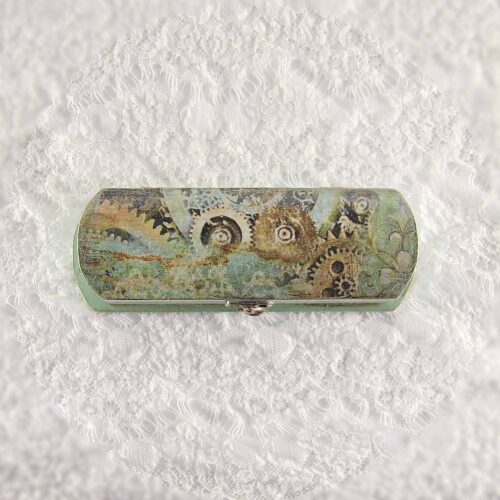 Vintage retro pen case box, handmade with decoupage technique, Ρετρό βίντατζ κασετίνα, χειροποίητο ντεκουπάζ