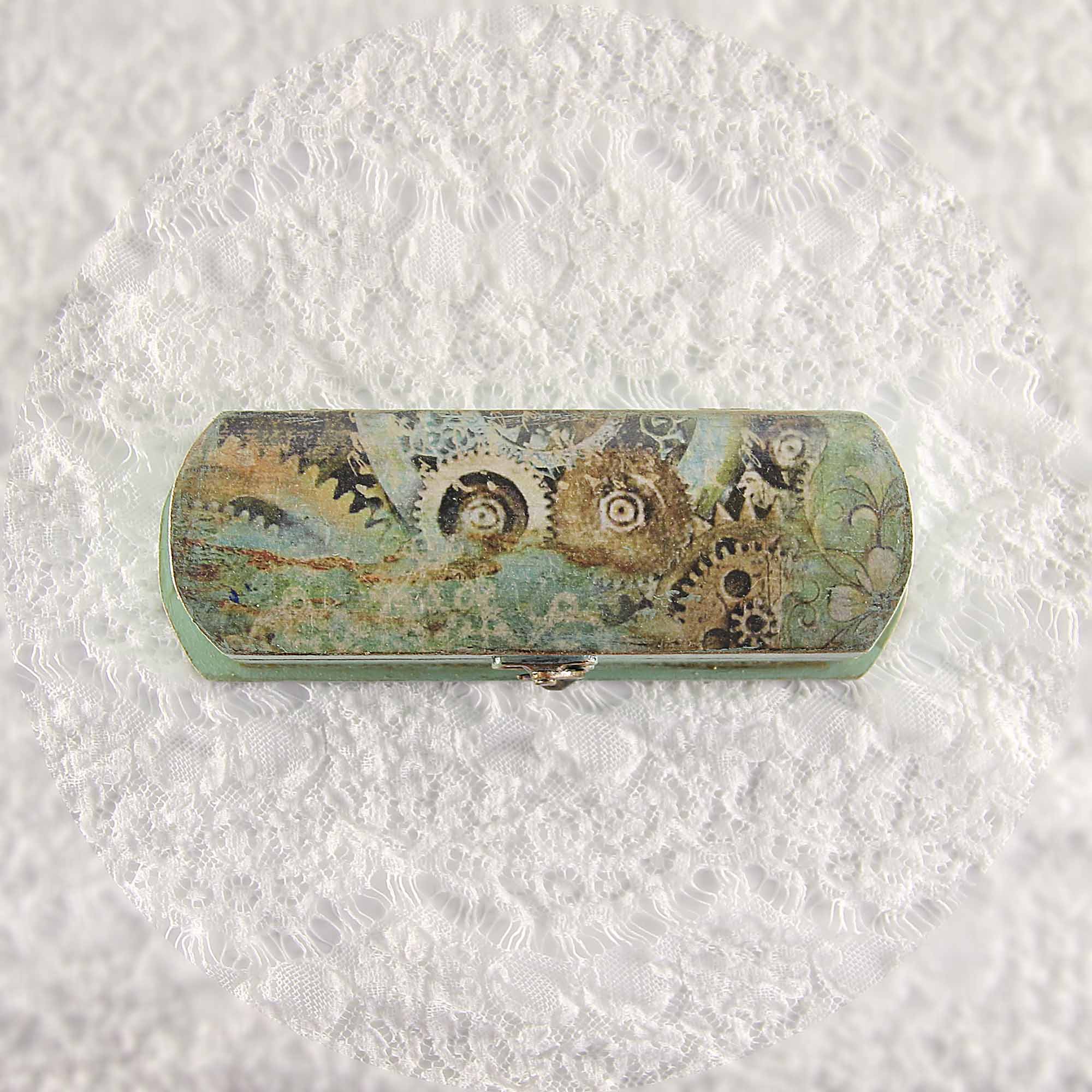 IMG_0614 Vintage retro pen case box, handmade with decoupage technique, Ρετρό βίντατζ κασετίνα, χειροποίητο ντεκουπάζ