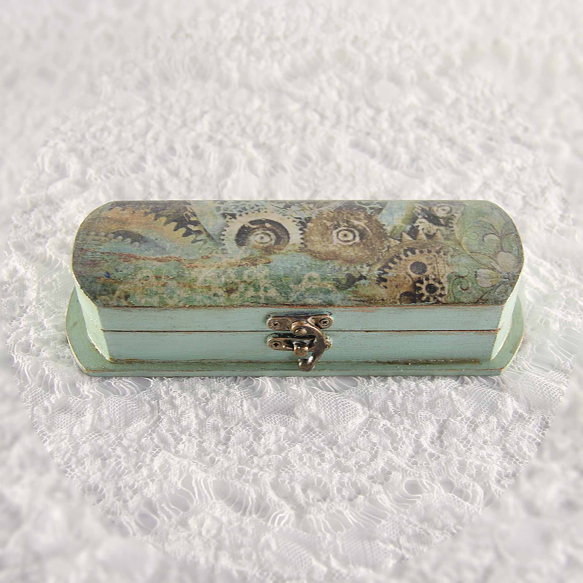 IMG_0615 Vintage retro pen case box, handmade with decoupage technique, Ρετρό βίντατζ κασετίνα, χειροποίητο ντεκουπάζ