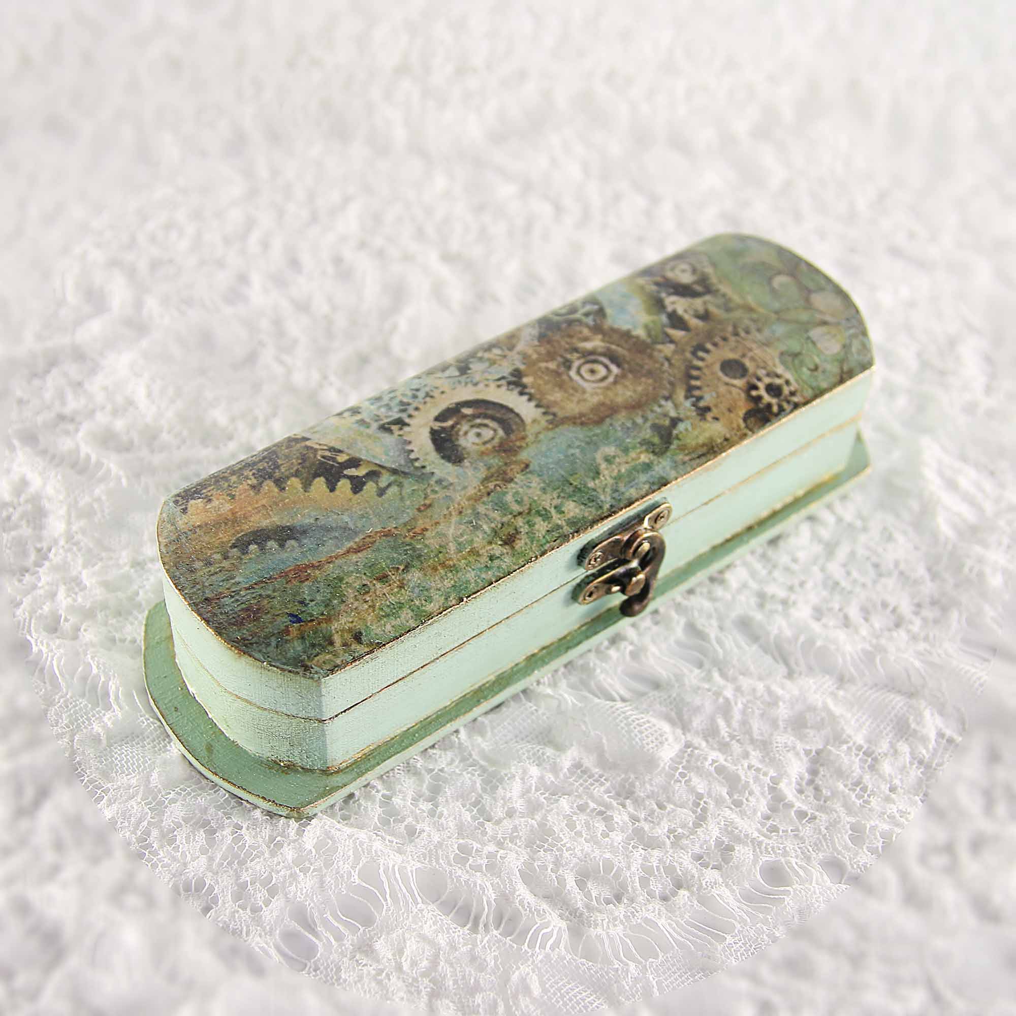 IMG_0616 Vintage retro pen case box, handmade with decoupage technique, Ρετρό βίντατζ κασετίνα, χειροποίητο ντεκουπάζ