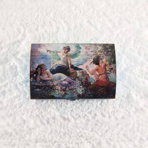 Vintage retro keepsake box, handmade with decoupage technique, Ρετρό βίντατζ κουτί αποθήκευσης, χειροποίητο ντεκουπάζ