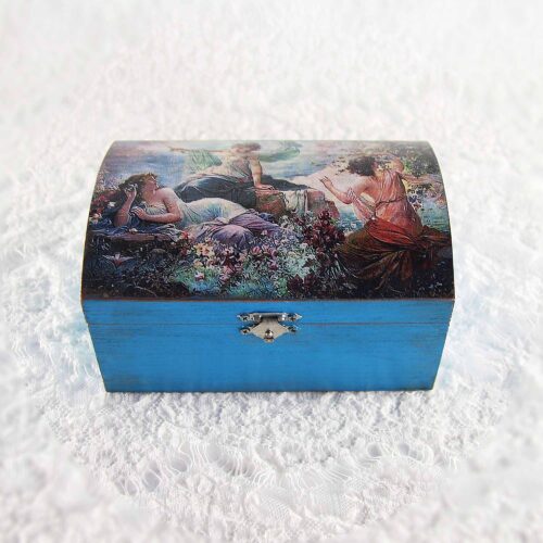 Vintage retro keepsake box, handmade with decoupage technique, Ρετρό βίντατζ κουτί αποθήκευσης, χειροποίητο ντεκουπάζ