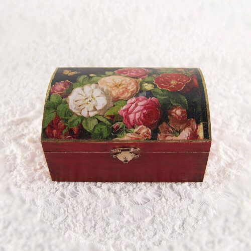 Vintage retro keepsake box, handmade with decoupage technique, Ρετρό βίντατζ κουτί αποθήκευσης, χειροποίητο ντεκουπάζ