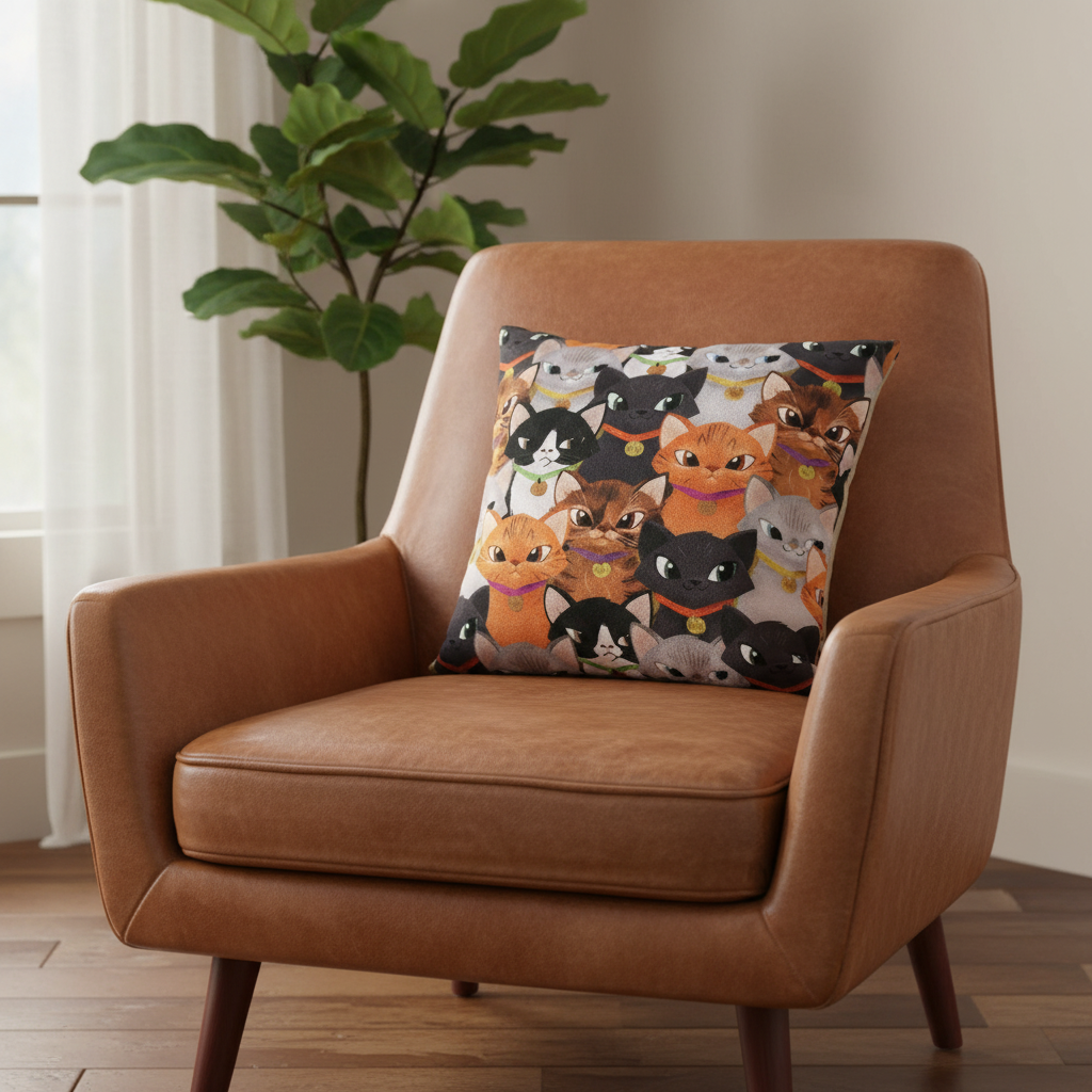 cat 3 Handmade decorative pillow, Turkish fabric, multiple sizes, hypoallergenic, vibrant design | Χειροποίητο μαξιλάρι, ύφασμα Τουρκίας, υποαλλεργικό, έντονα χρώματα
