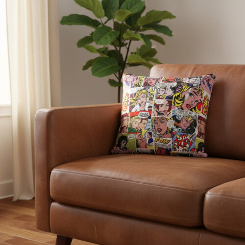 Comic book themed cushion, multi-color double-sided pillow, various sizes | Μαξιλαροθήκη κόμικς, πολύχρωμη διπλής όψης, διάφορα μεγέθη