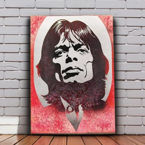 Mick Jagger Portrait Metal Wall Art, Custom Material & Sizes