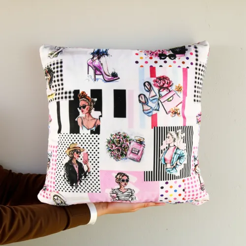 Handmade decorative pillow, Turkish fabric, multiple sizes, hypoallergenic, vibrant design | Χειροποίητο μαξιλάρι, ύφασμα Τουρκίας, υποαλλεργικό, έντονα χρώματα