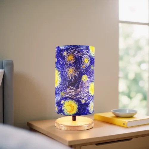Van Gogh Starry Night Lampshade Table Lamp, Helix Glow Series
