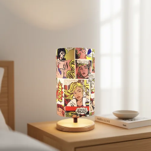 Retro Comic Lampshade Table Lamp, Helix Glow Series