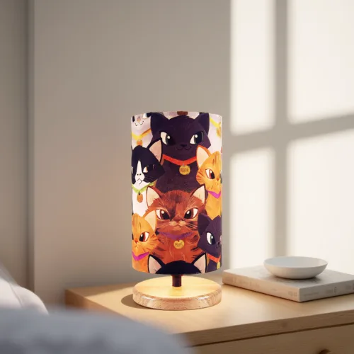 Cats Lampshade Table Lamp, Helix Glow Series