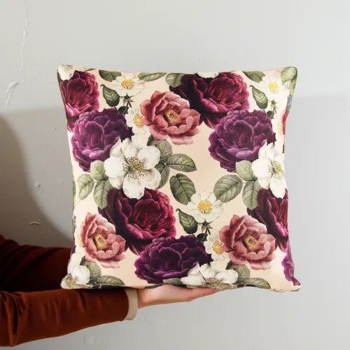 Χειροποίητη Διακοσμητική Μαξιλαροθήκη Λουλούδια Ρομαντικό