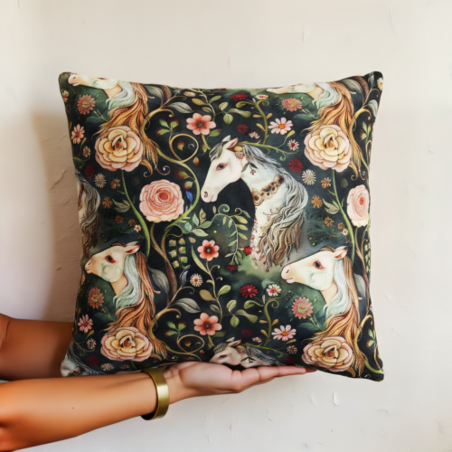 Horses Whimsical Pillow Cover