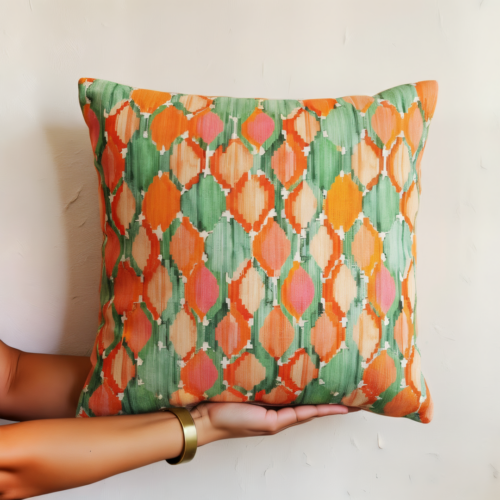 Orange Damask Pillow Cover