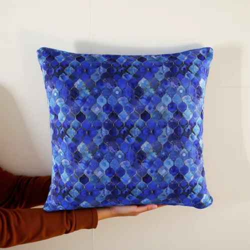 Blue Scale Pattern Pillow Cover