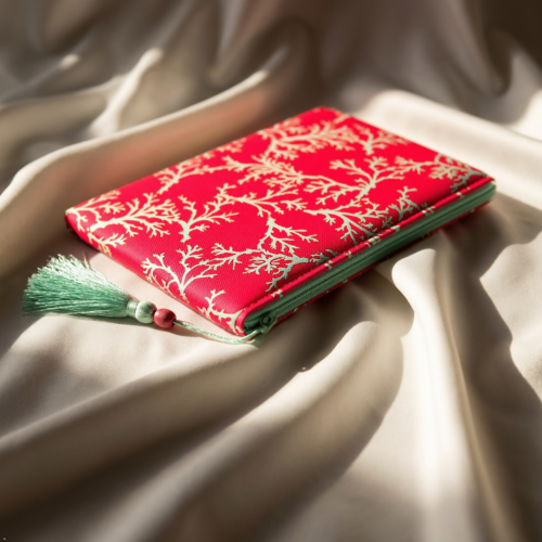 Coral Code Collection, Evening Clutch, Fuchsia and Mint Green, Fabric Handbag