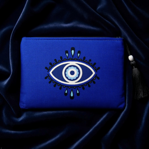 Nazar Collection, Evil Eye Blue Clutch, Fabric Handbag