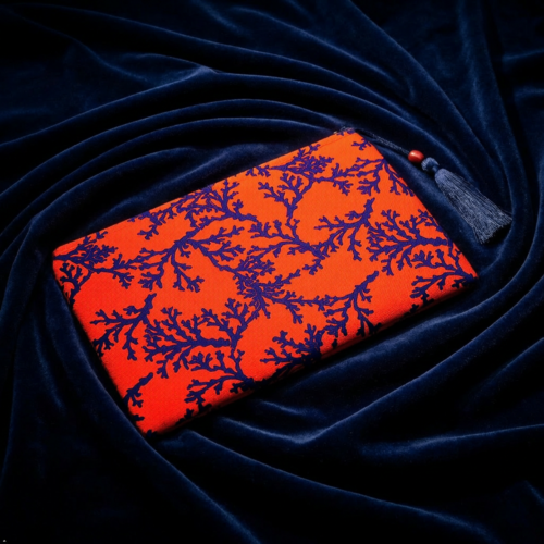 Coral Code Collection, Evening Clutch, Red and Blue Black, Fabric Handbag