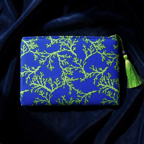 Coral Code Collection, Evening Clutch, Blue and Green, Fabric Handbag