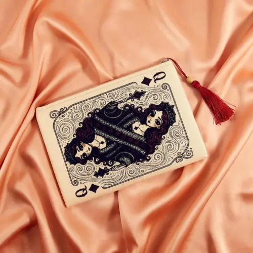 Queen's Secret Collection, Queen of Diamonds Card Clutch, Fabric Handbag