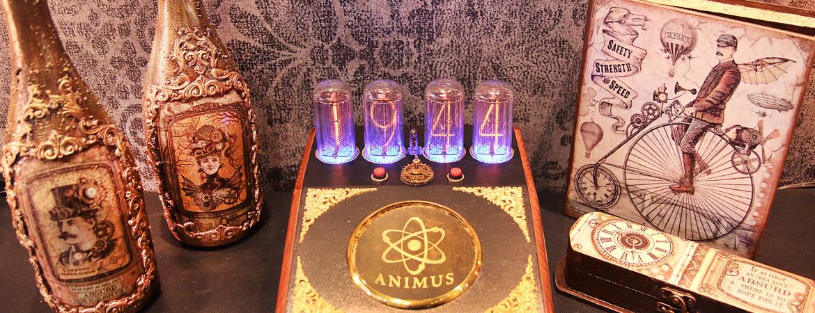 steampunk αισθητική, nixie tube clock